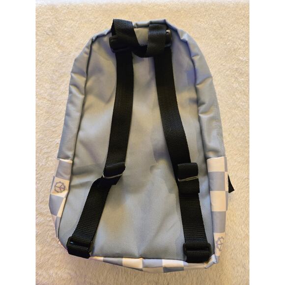 Vans Small Backpack Blue White Checkered Peace Sign NWOT - Picture 3 of 11